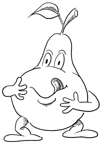 Cartoon Pear  Coloring Page